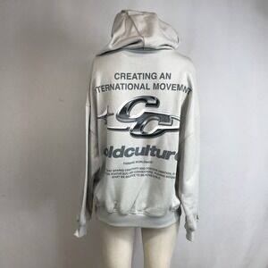 Cold Culture International Movement Graphic Hoodie Light Grey Women XS Oversized